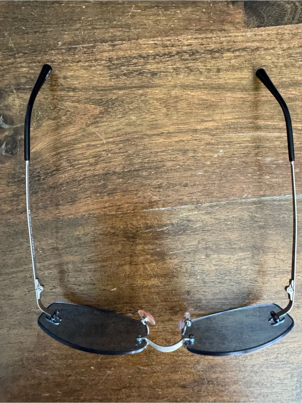 Vintage CHANEL 4002 Rimless Sunglasses with Blue Lenses